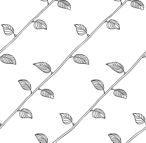 Vektör seamless modeli ile yapraklar. Siyah ve beyaz.