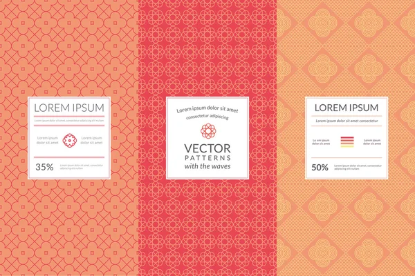 Vektör Dikişsiz desen ambalaj için etiketlerle ayarla