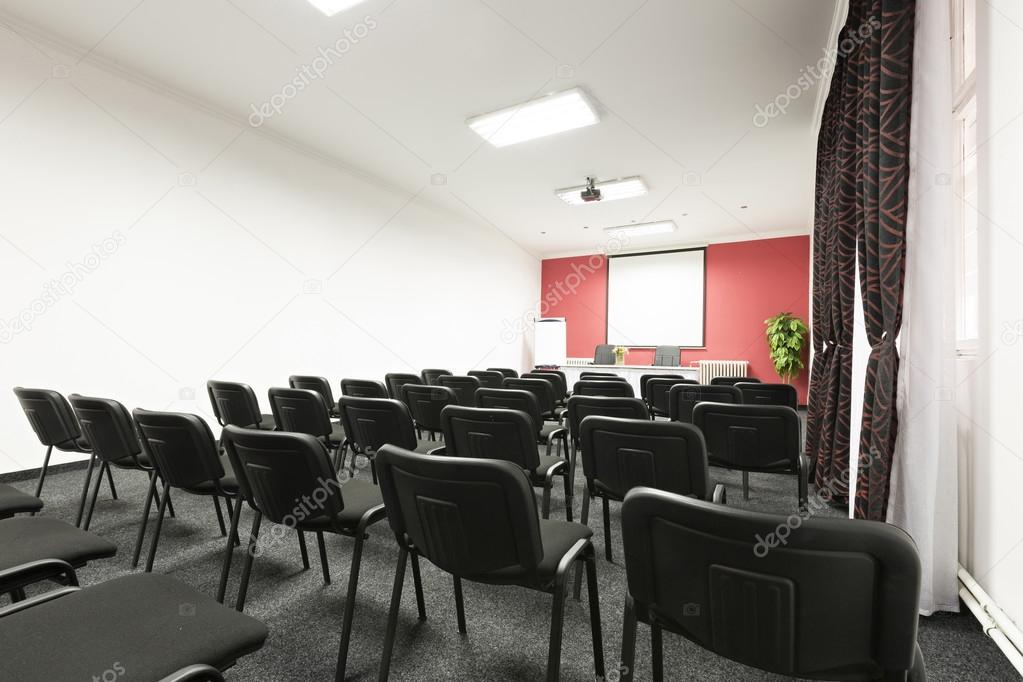 Interior of a conference room in a hotel building