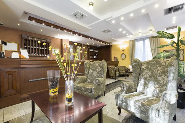 Hotel lobby with reception desk — Stock Photo, Image