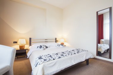 modern otel yatak odası iç