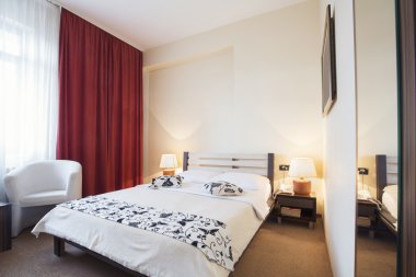 modern otel yatak odası iç