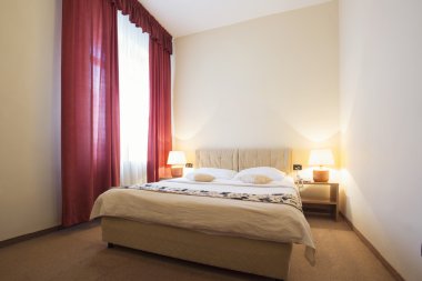 modern otel yatak odası iç