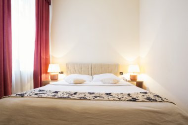 modern otel yatak odası iç