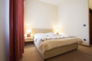 modern otel yatak odası iç