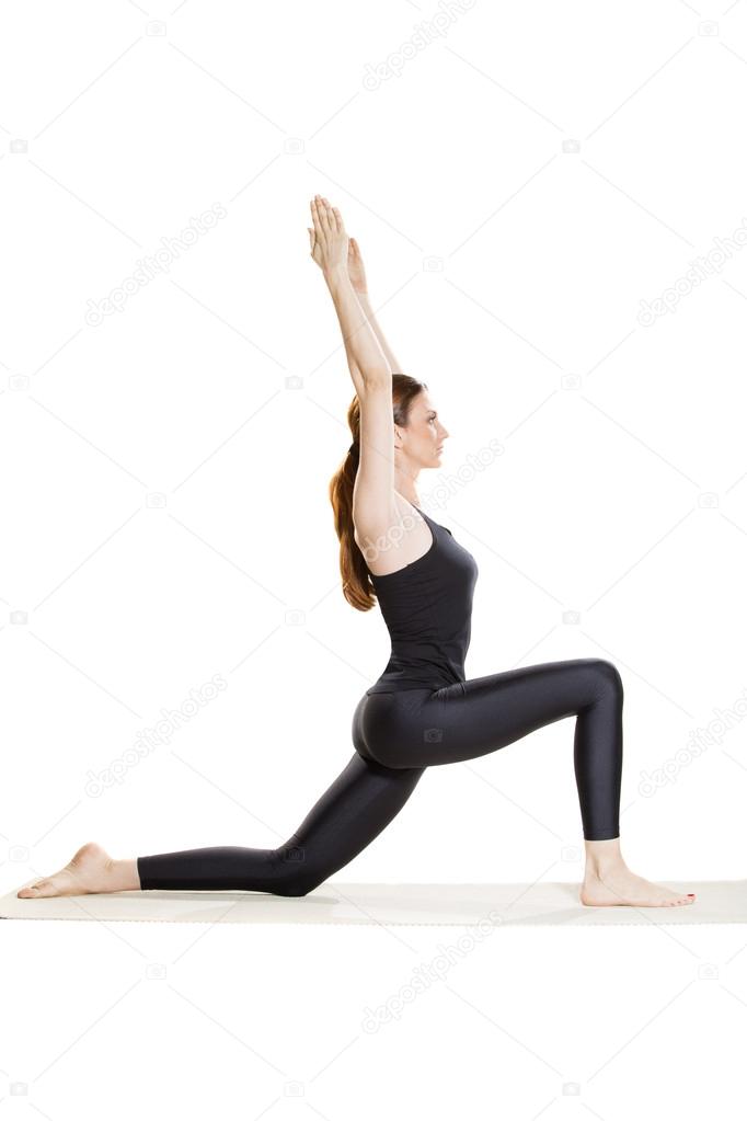 Yoga Low Lunge Pose - Anjaneyasana Stock Photo by ©rilueda 115208520