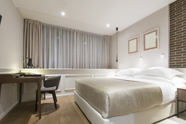 Modern yatak odası iç akşam