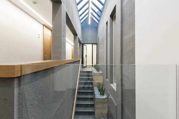 Hotel corridor with stairs — Stock Photo, Image