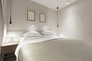 Modern yatak odası iç akşam