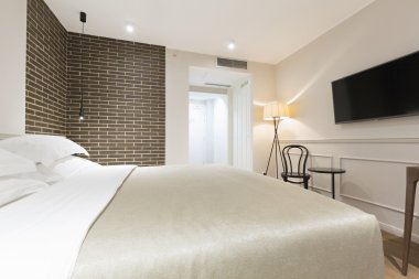 Modern yatak odası iç akşam