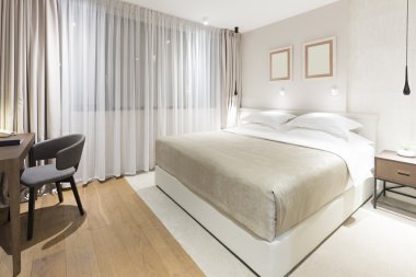 Modern yatak odası iç akşam