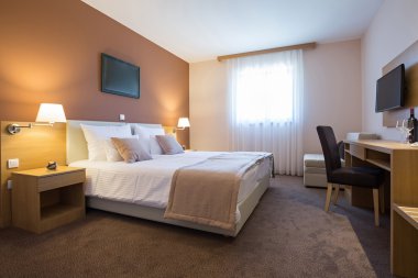 Modern güzel Çift Kişilik Yatak otel yatak odası iç