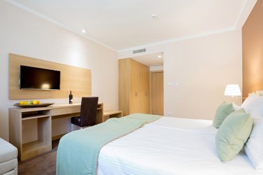 Modern güzel otel yatak odası iç