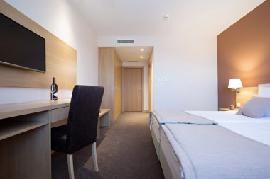 Modern güzel otel yatak odası iç