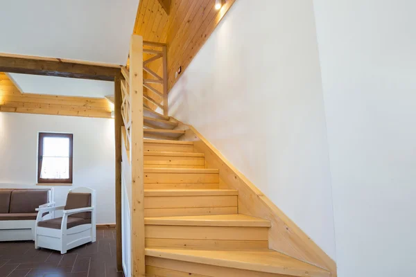 Wooden stairs in mountain house — Stock Photo, Image