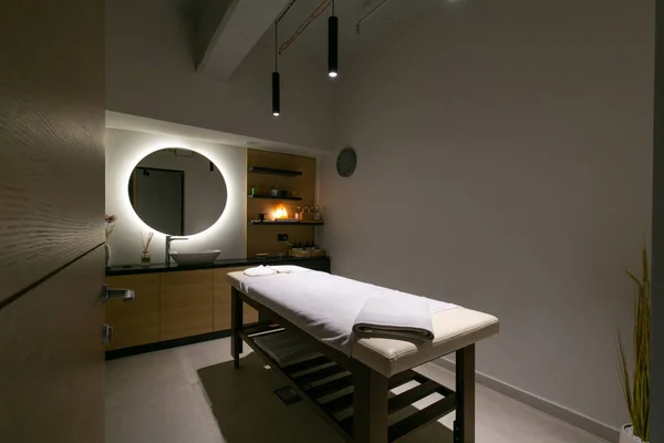 Interior of a massage room in hotel spa center