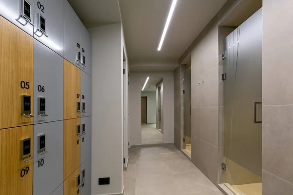 Intérieur Vestiaire Avec Carte Accès Vestiaire Dans Centre Fitness — Photo