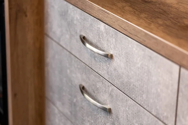 Metal Handles Drawer Detail Close — Stock Photo, Image