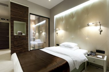 yatak odasından görünür Duşlu lüks otel Oda
