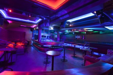 Nightclub with colorful lights