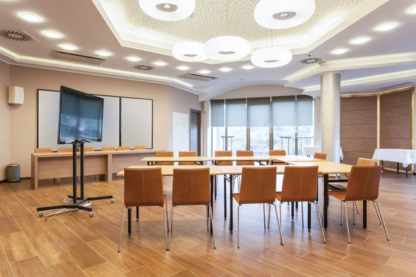 Conference room interior with big LCD screen — Stock Photo, Image