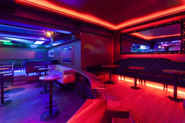 Interior of a nightclub with neon lights Royalty Free Stock Images