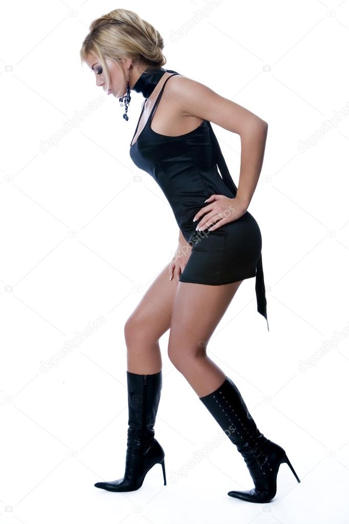 little black dress and boots