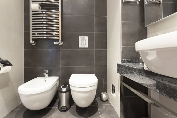 Bidet e servizi igienici in bagno — Foto Stock