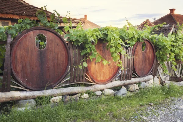 Barrel fence of a winery — Stock Photo, Image