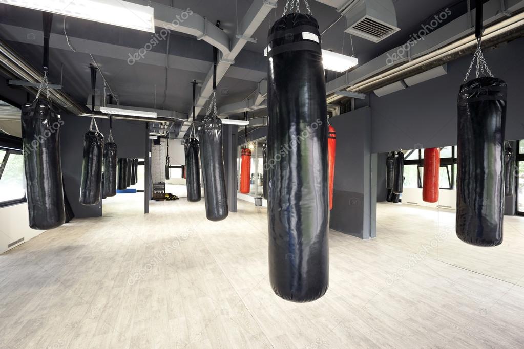 Punching bags in gym