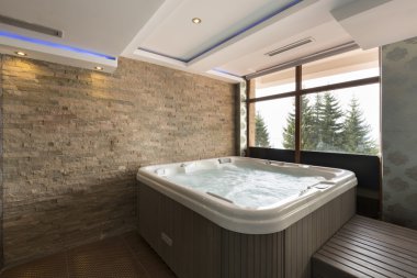 Hot tub in spa center clipart