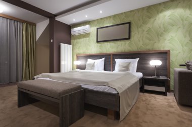 modern otel yatak odası iç