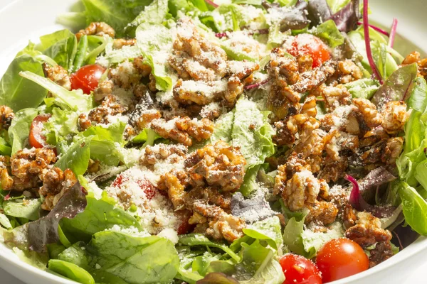 Fresh vegetable salad with walnuts and parmesan — Stock Photo, Image