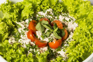 Taze salata tavuk ve krem