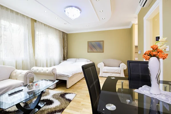 Interior of a spacious hotel apartment