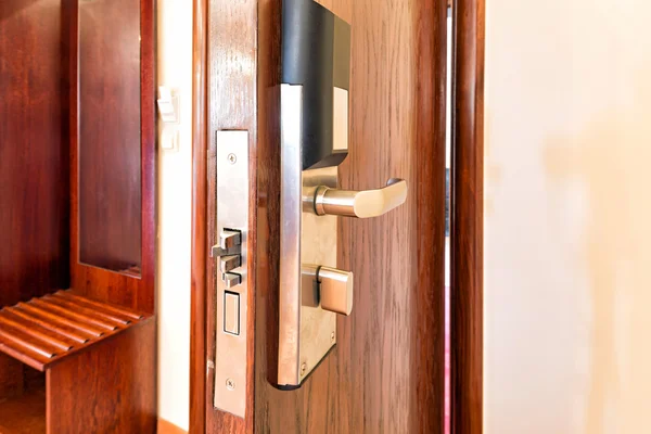 Modern door handle with lock — Stock Photo, Image