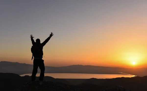 Éxito de la cumbre y el amanecer — Foto de Stock