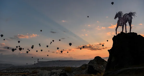 De fantastische zonsopgang Cappadocië — Stockfoto