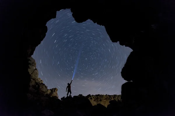 Perseid star exposure & meteor shower — Stockfoto