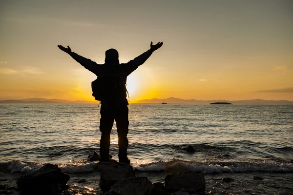 Inspirado pela natureza; aguarde o nascer do sol na natureza — Fotografia de Stock