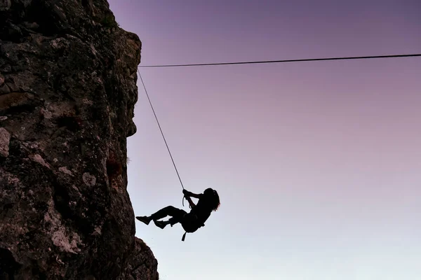 Arrampicata Corda Importanza Della Sicurezza Precauzione — Foto Stock