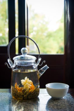 Çince çay cam çaydanlık