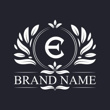 Letter E logo design. Alphabet E luxurious logo, vintage ornamental luxury logo design template.