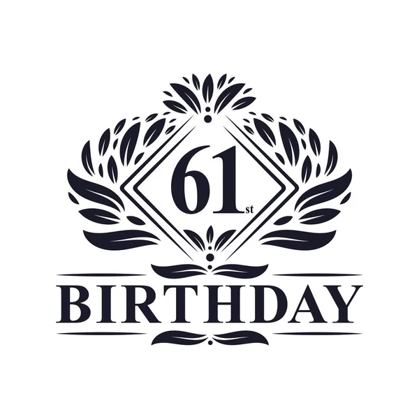 61岁生日标志 奢侈品61岁生日庆祝活动 — 图库矢量图片