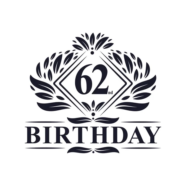 Years Birthday Logo Luxury 62Nd Birthday Celebration — Stockový vektor