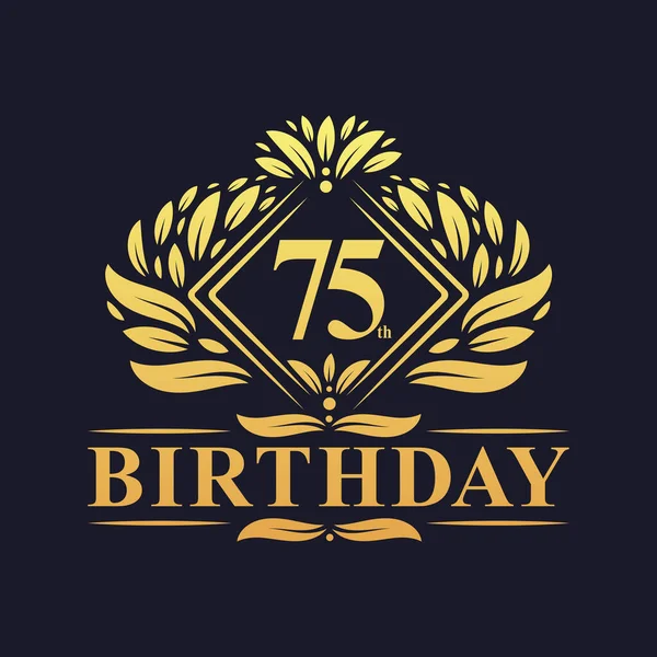 75岁生日标志 奢华金75岁生日庆祝活动 — 图库矢量图片