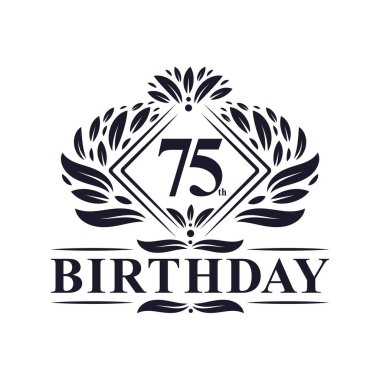 75 Yıl Doğum Günü Logosu, Lüks 75. Doğum günü Kutlaması.