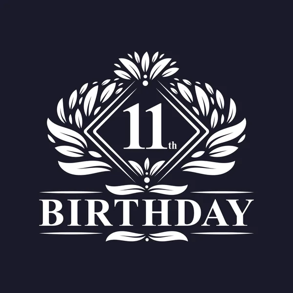 Years Birthday Logo Luxury 11Th Birthday Celebration — Wektor stockowy