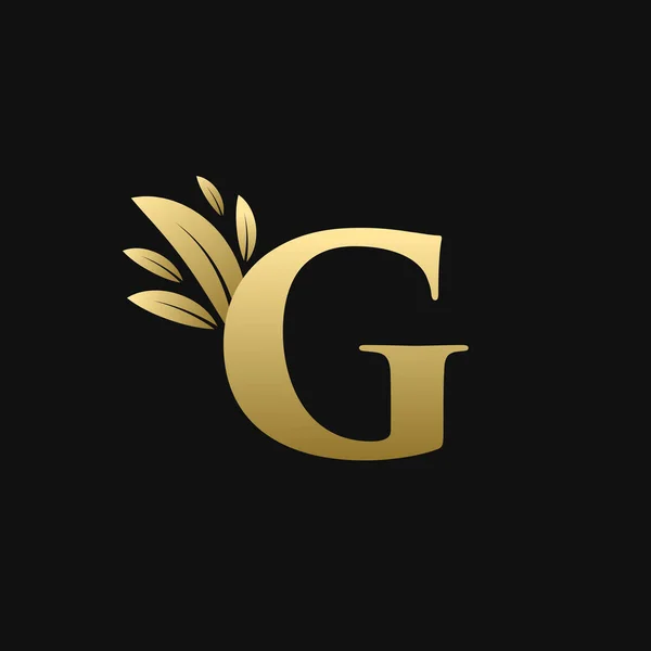 Golden Initial Letter Leaf Logo — Stock Vector