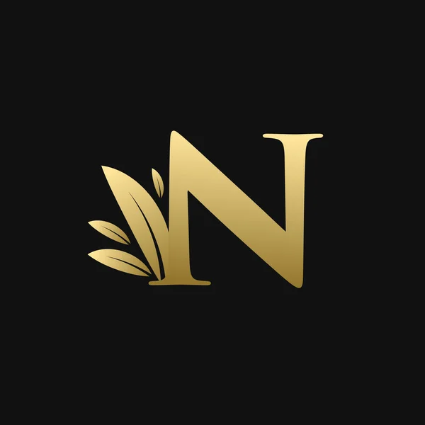 Altın Harf Yaprak Logosu — Stok Vektör